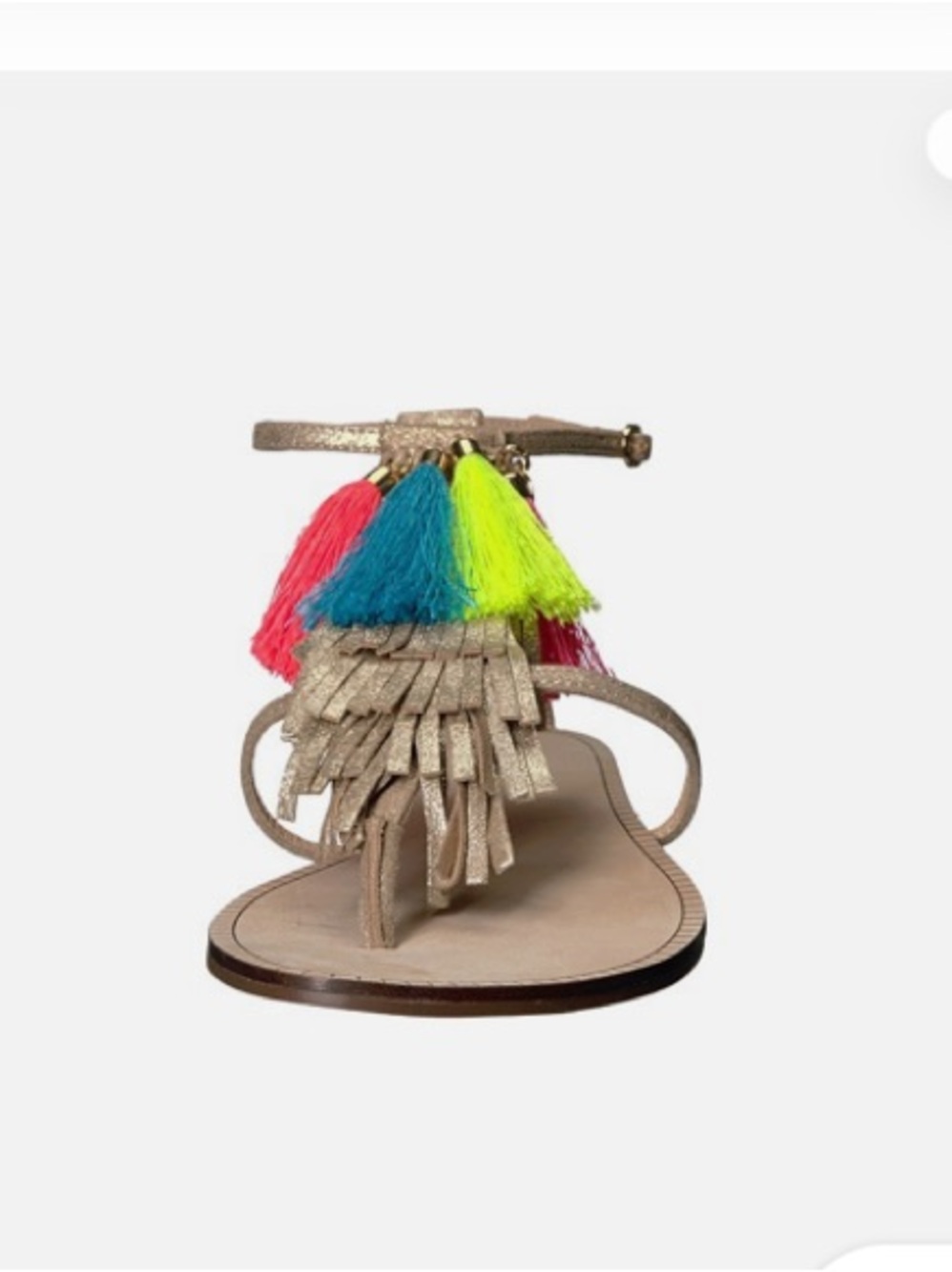 Lilly Pulitzer Gold Sandals with Neon Tassels - Picture 3 of 9